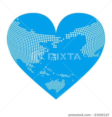 三維心形地球圖、日本海洋中心地圖、點描繪、信息圖表 83000187