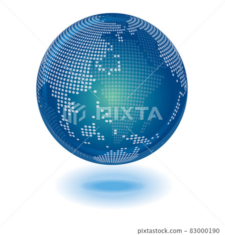 清晰透明的三維地球儀插圖日本中心地圖點描繪信息圖表 83000190