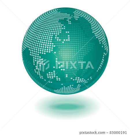 清晰透明的三維地球儀插圖日本中心地圖點描繪信息圖表 83000191