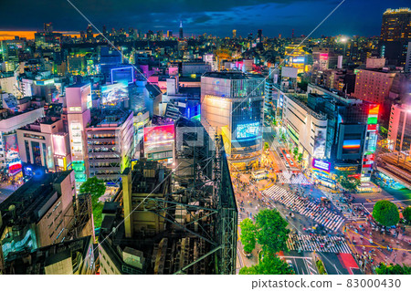 Shibuya Crossing from top view in Tokyo Shibuya Crossing from top view in Tokyo 83000430