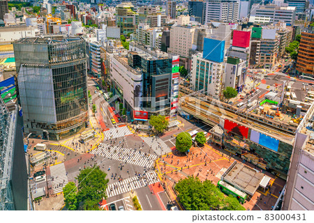 Shibuya Crossing from top view 83000431