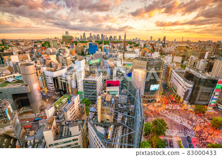 Shibuya Crossing from top view in Tokyo Shibuya Crossing from top view in Tokyo 83000433