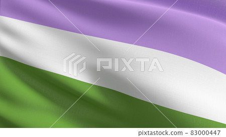 Genderqueer, LGBT flag blowing in the wind. 3D rendering illustration of waving sign 83000447