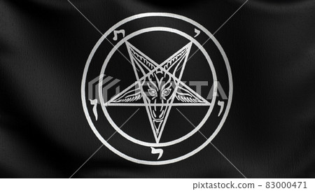 Baphomet Knights Templar flag blowing in the wind. 3D rendering illustration of waving sign Baphomet Knights Templar flag blowing in the wind. 3D rendering illustration of waving sign 83000471