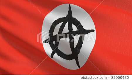 Anarchy flag blowing in the wind. 3D rendering illustration of waving sign Anarchy flag blowing in the wind. 3D rendering illustration of waving sign 83000480
