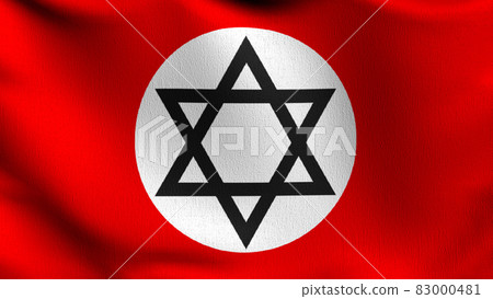 Jewish anarchism flag blowing in the wind. 3D rendering illustration of waving sign Jewish anarchism flag blowing in the wind. 3D rendering illustration of waving sign 83000481