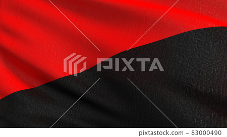 Anarcho syndicalism flag blowing in the wind. 3D rendering illustration of waving sign 83000490