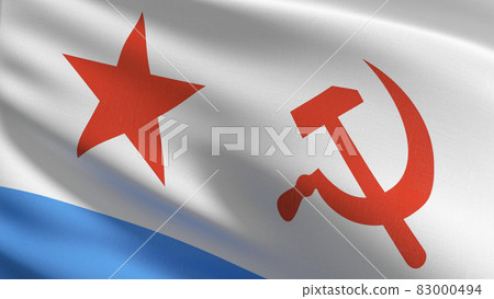 Soviet Navy flag blowing in the wind. 3D rendering illustration of waving sign Soviet Navy flag blowing in the wind. 3D rendering illustration of waving sign 83000494