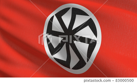 Kolovrat, HOLY or Slavic flag blowing in the wind. 3D rendering illustration of waving sign 83000500