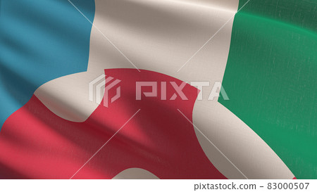 Kinoko Kingdom Flag blowing in the wind. 3D rendering illustration of waving sign 83000507