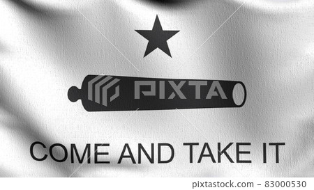 Come and take it flag blowing in the wind. 3D rendering illustration of waving sign 83000530