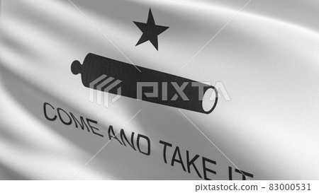 Come and take it flag blowing in the wind. 3D rendering illustration of waving sign 83000531