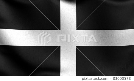 Cornwall flag blowing in the wind. 3D rendering illustration of waving sign 83000578