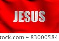 Jesus flag blowing in the wind. 3D rendering illustration of waving sign 83000584
