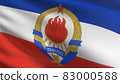 SFR Yugoslavia flag blowing in the wind. 3D rendering illustration of waving sign 83000588