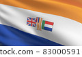 South Africa flag blowing in the wind. 3D rendering illustration of waving sign 83000591