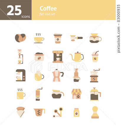 Coffee flat icon set. Vector and Illustration. 83000935