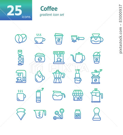 Coffee gradient icon set. Vector and Illustration. 83000937