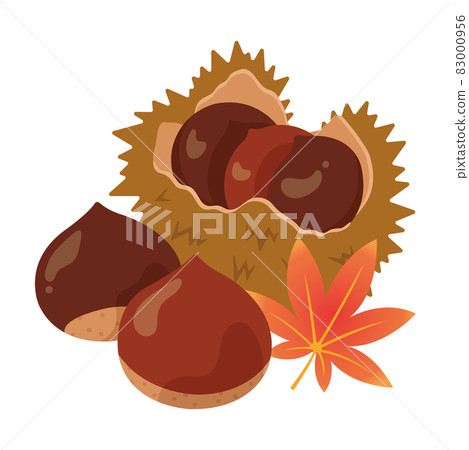 Illustration of chestnuts and autumn leaves 83000956