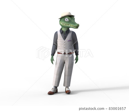 3D illustration of fashionable crocodile pose 83001657
