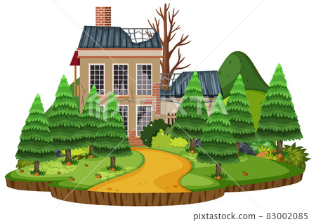 Isolated old broken house in the rural 83002085