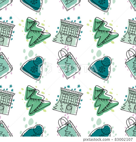 Christmas vector seamless pattern in doodle style - Stock Illustration ...