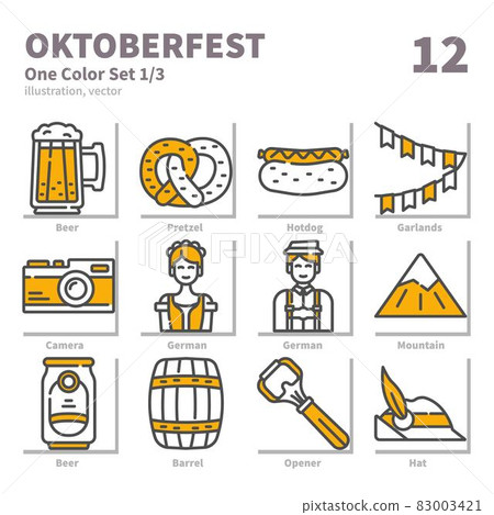 Oktoberfest icons set, One Color, vector and illustration set 1 83003421