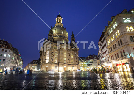 The Neumarkt square and Frauenkirche (Church of Our Lady) in Dresden at night 83003445
