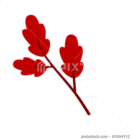 Branch with red leaves. Plant design. Element of wood and nature Branch with red leaves. Plant design. Element of wood and nature 83004552