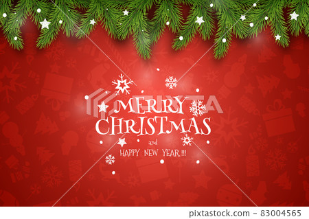 Christmas Vector Composition. Holiday Wishes on Red Background. Christmas Vector Composition. Holiday Wishes on Red Background. 83004565