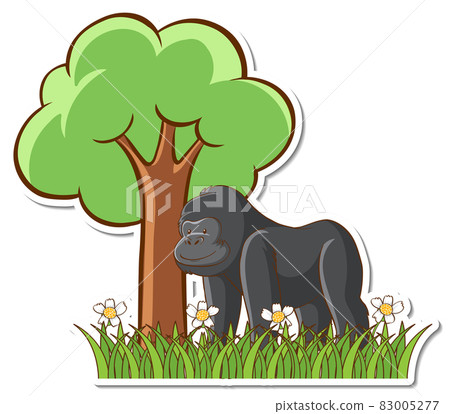 Gorilla stand by a tree sticker Gorilla stand by a tree sticker 83005277