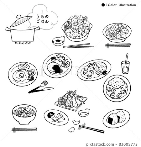 Hand-drawn illustration of classic rice-1 / monochrome 83005772