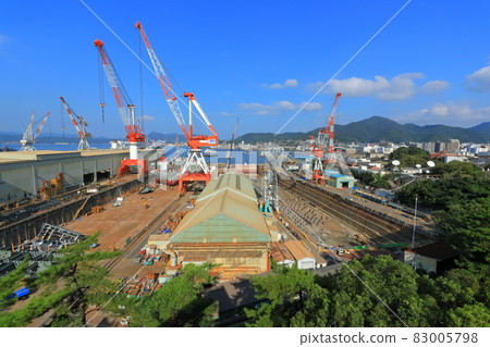 [Hiroshima Prefecture] Battleship Yamato Construction Dock seen from a hill overlooking historic area 83005798
