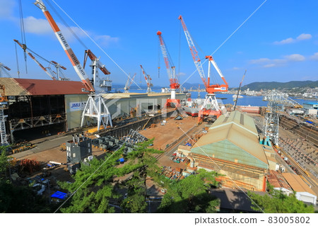 [廣島縣] 從山上俯瞰歷史區域的戰艦大和號建造碼頭 83005802