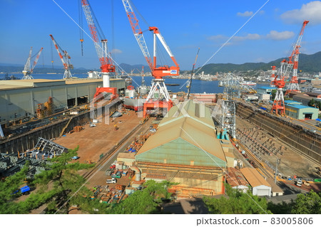[Hiroshima Prefecture] Battleship Yamato Construction Dock seen from a hill overlooking historic area 83005806
