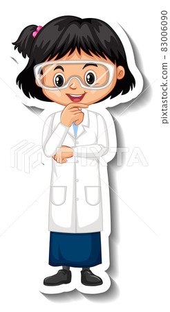 Scientist girl cartoon character sticker 83006090