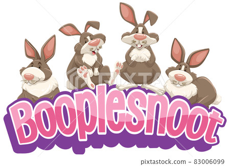 Many rabbits cartoon character with Booplesnoot font banner isolated Many rabbits cartoon character with Booplesnoot font banner isolated 83006099