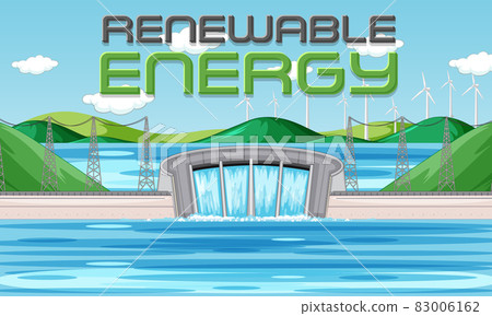 Hydro Power Plants generate electricity with renewal banner Hydro Power Plants generate electricity with renewal banner 83006162