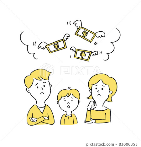 A family of three who are in trouble with money A family of three who are in trouble with money 83006353