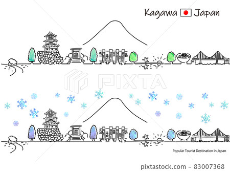 冬季香川縣城市景觀簡筆劃集 83007368