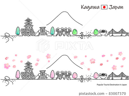 春天香川縣觀光景點的簡單線描圖 春天香川縣觀光景點的簡單線描圖 83007370