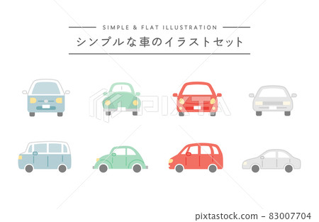 Simple car illustration set icon car vehicle cute line drawing front side car 83007704