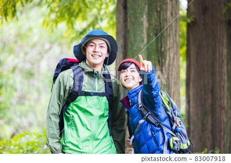 Couple enjoying trekking Couple enjoying trekking 83007918