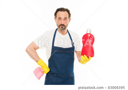 Helping about the house. Senior man holding bottle  83008395