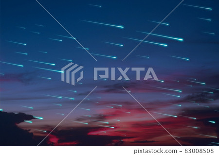blue meteors rain on the sunset night sky dark cloud blue meteors rain on the sunset night sky dark cloud 83008508