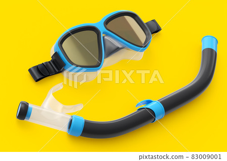 Blue diving mask and snorkel isolated on a... - Stock Illustration ...