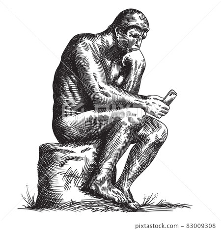 Thinker with a smartphone. 83009308