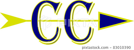 Cross country running team logo with letters CC in blue and gold arrow 83010390