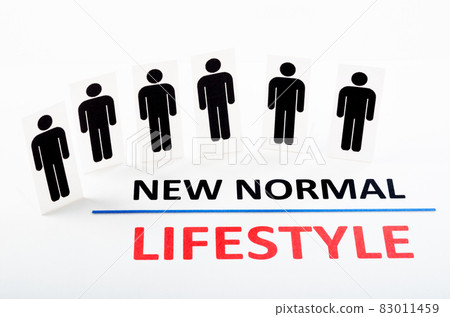 New normal lifestyle text with paper cut human. New normal lifestyle text with paper cut human. 83011459