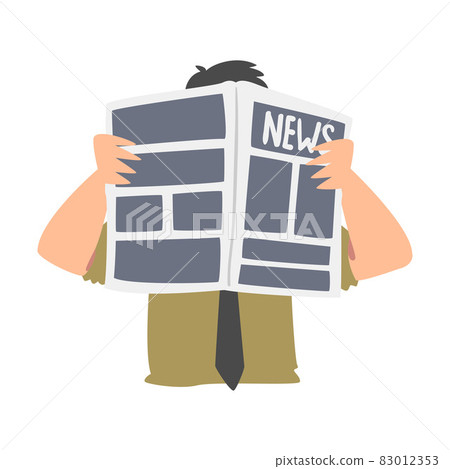 Man Character Gathering News Reading Newspaper Vector Illustration 83012353